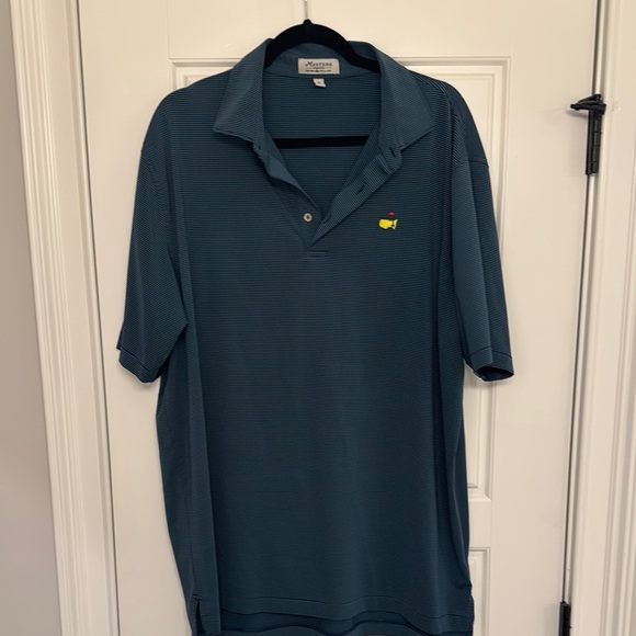 Authentic Masters Golf Tournament Polo by Peter Millar Navy/Green Stripe - Picture 2 of 4